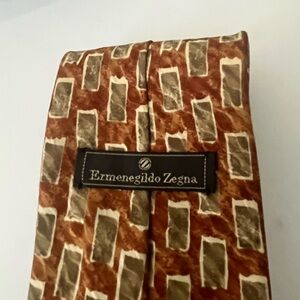 Ermenegildo Zegna Brick and Olive Patterned Tie